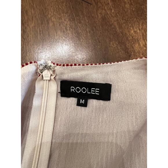 Roolee Women’s Rust Red White Striped Short Sleeve Jumpsuit Medium - Picture 7 of 14